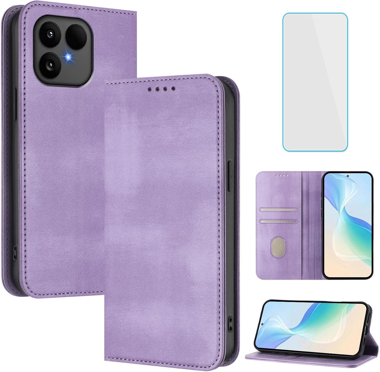 Zandarix Hoesje Geschikt voor Fairphone Gen 6 / Gen 6+ - Book Case Hoesje - Schokbestendig - Vintage - Kaarthouder - Kickstand - Met Screenprotector - Paars