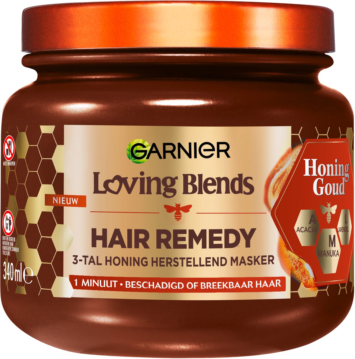 Bol.com Garnier Loving Blends Honing Goud Hair Remedy Haarmasker - Herstellend Masker Voor Beschadigd, Breekbaar Haar - 340ml aanbieding