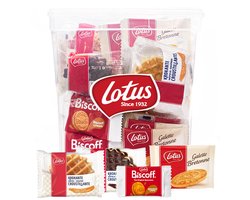 Lotus verpakte koekjes 758g - 66 stuks - Snackbox met Krokante Wafels vanille & chocolade, Bretons Botergaletje & gevulde Biscoff speculoos