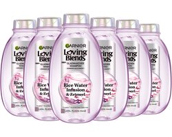 Garnier Loving Blends Rice Water Infusion & Zetmeel Shampoo - 72 uur glans & zachter haar - speciaal ontwikkeld voor lang & pluizig haar - 6x300 ml