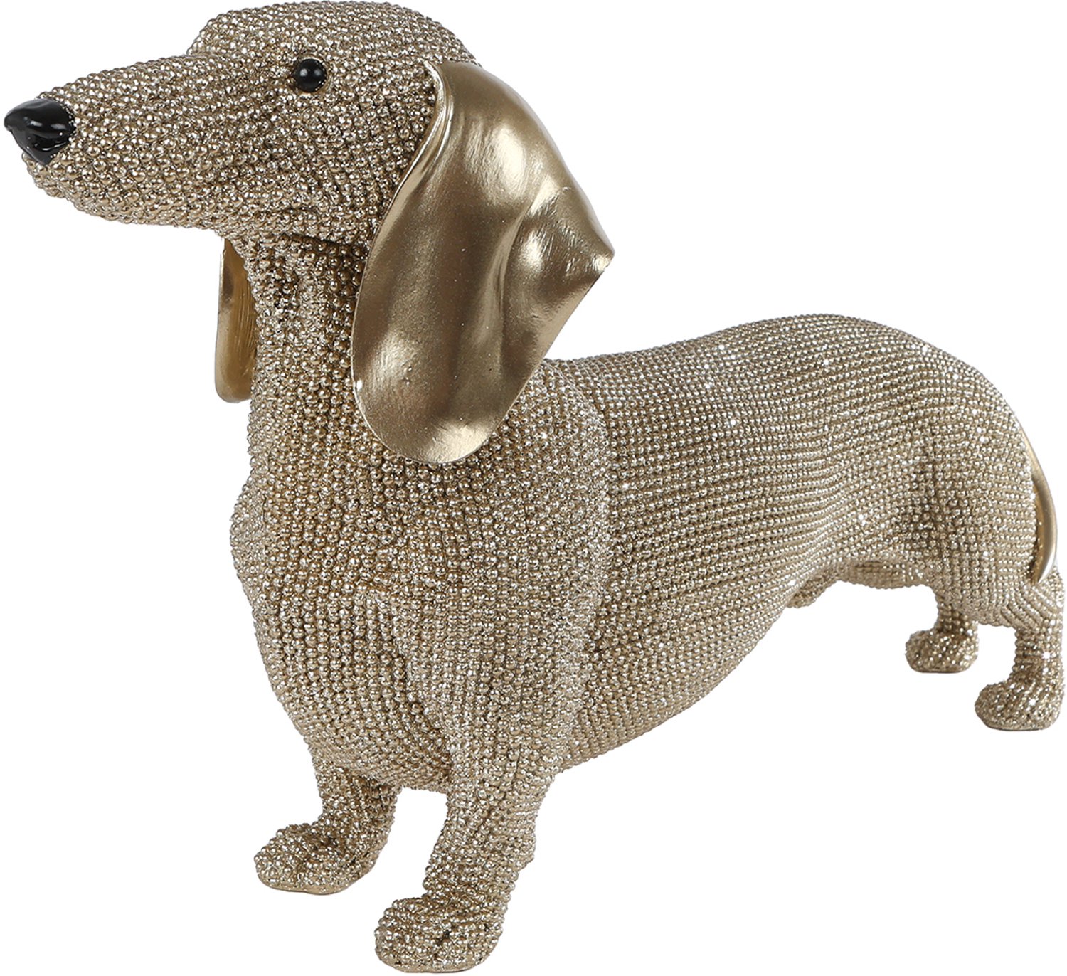 Teckel XL glinster goud 39,5x12x22 cm Polystone hondenbeeld decoratie hotel chique interieur eyecatcher/ Deco & Cadeau by Peters