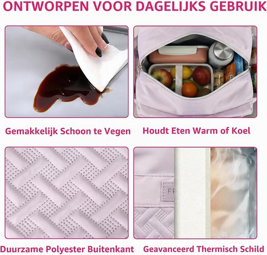 Kleine geïsoleerde koeltas voor onderweg, lunch en picknick - Vouwbare thermische tas van 10L, ideaal voor kinderen en vrouwen — afbeelding 4