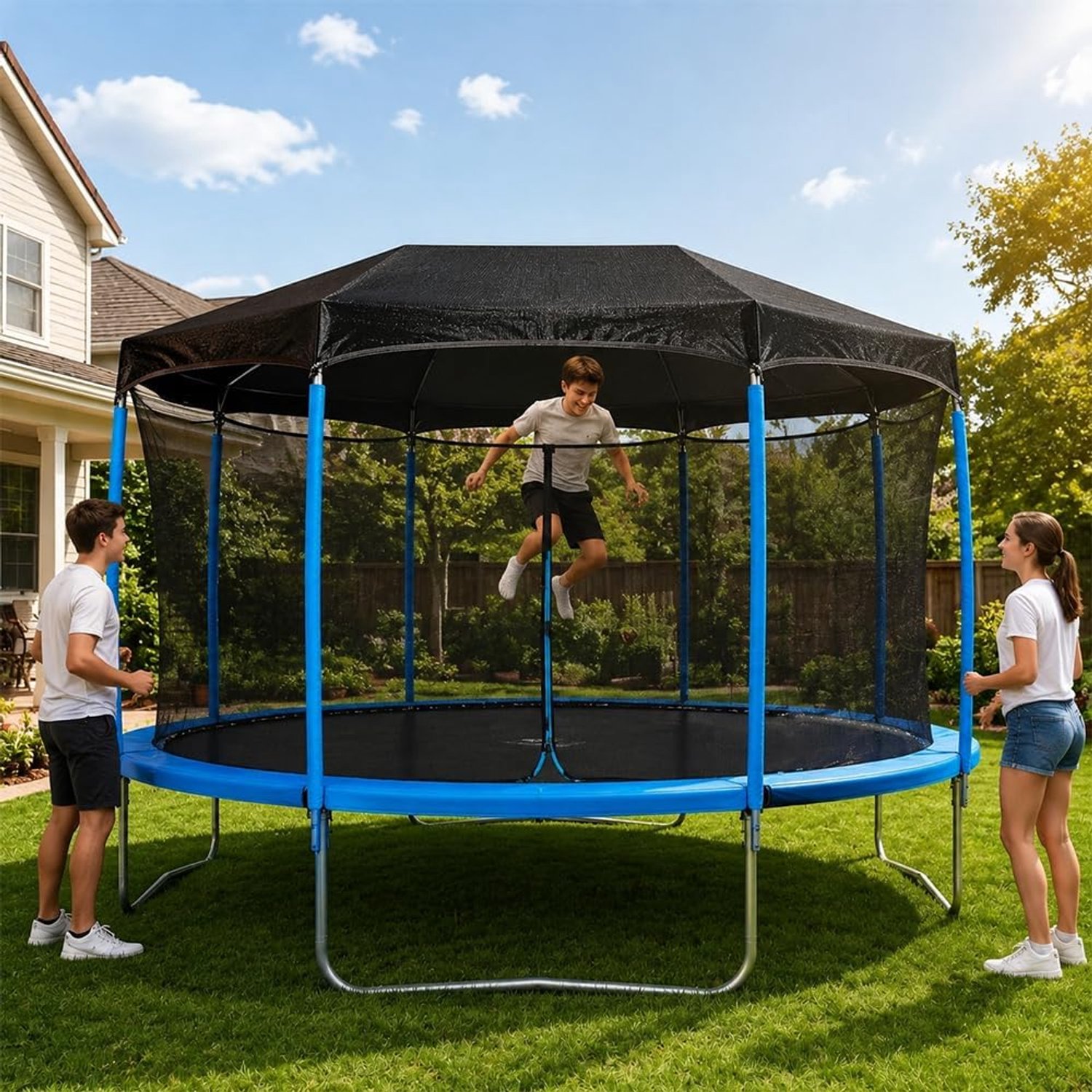 Trampolinehoes 366 UV-bescherming - Elastisch 6 Polen - Bescherming tegen weer en vuil - Verlengt levensduur - ShopVlot