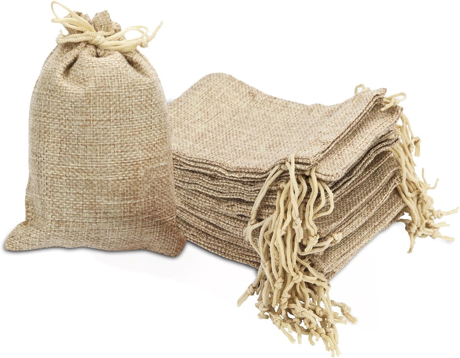 KZQ 30 Stuks Zakje met trekkoord – Jute Zakjes – Geschikt voor kleine cadeautjes, bedankjes en snoep – 15 x 20 cm – Natuurlijke kleur