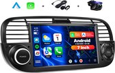 Boscer Autoradio - Geschikt voor Fiat 500 2007-2015 - Android 15 - Apple Carplay & Android Auto (Draadloos) - 4+64GB - 7 Inch HD Touchscreen - GPS Navigatiesysteem - Zwart - Achteruitrijcamera & Microfoon