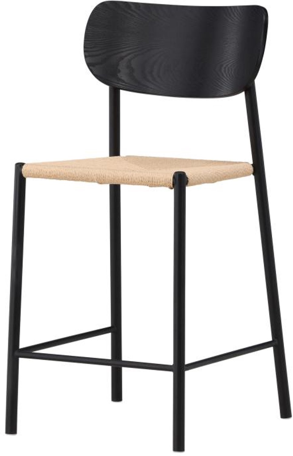 Svea Polsty barkruk met rugleuning - rattan - zwart
