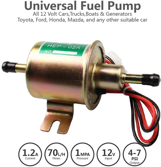 Universele Elektrische Brandstofpomp 12 V 1.2A Gas Diesel Inline 4-7 P.S.I. Lage Druk Benzine Pomp Koper Model — afbeelding 2