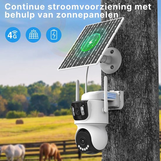 Tremeo Beveiligingscamera Draadloos Buiten - 2 Lenzen - Met Zonnepaneel - 4G Simkaart - Bewegingsdetectie - 128GB Geheugenkaart - — afbeelding 4