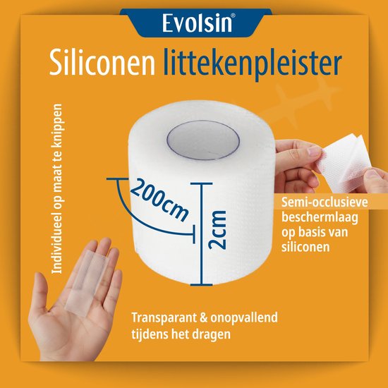 Rol van 200cm bij 2cm transparante siliconen littekenpleister op maat te knippen.