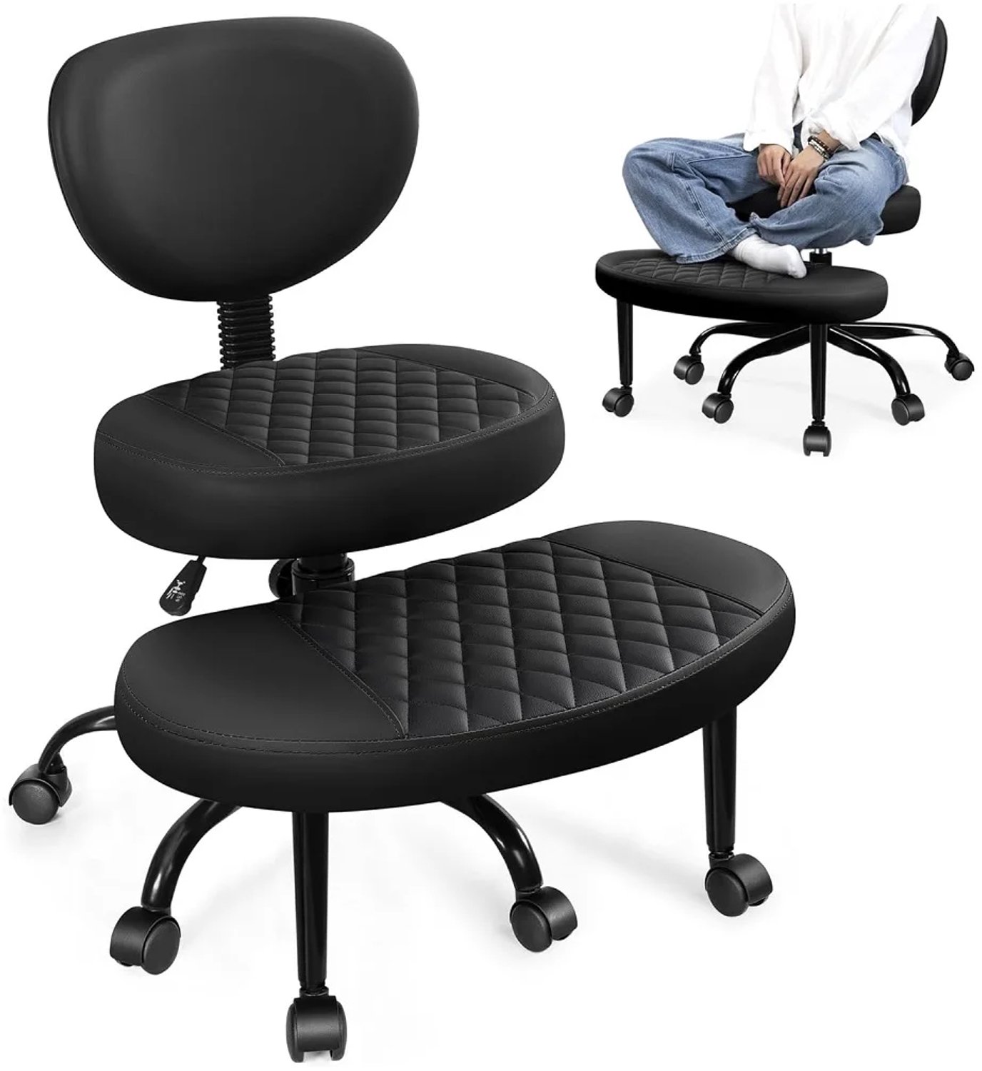 Heidat ergonomische bureaustoel - Relax en Meditatiestoel - 360° draaibare voetensteun - Verstelbaar - Zwart