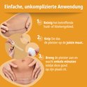 Stappenplan: reinigen, op maat knippen en de siliconen pleister aanbrengen.