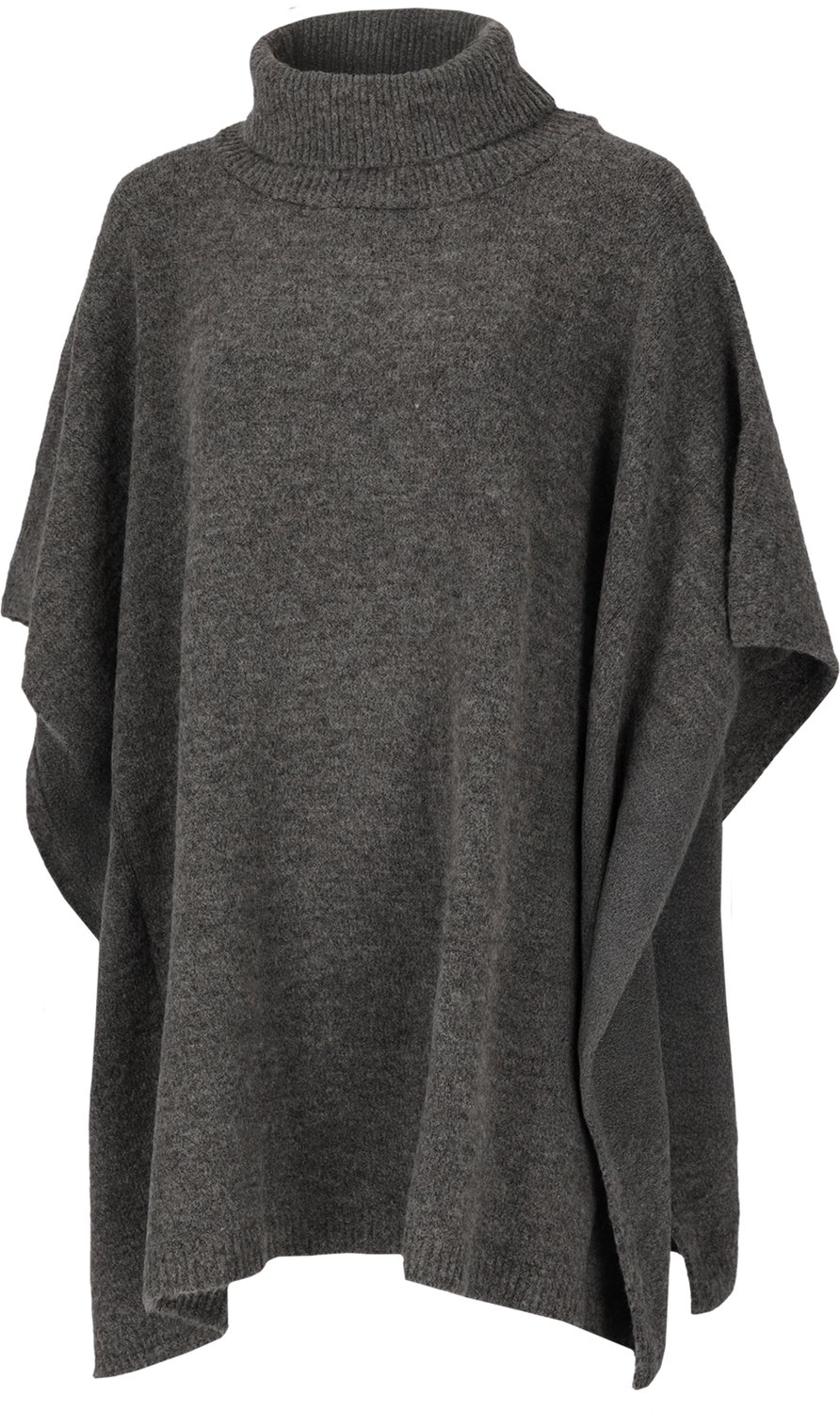 Sarlini Dames Gebreide Poncho Met Rolkraag Melange One Antraciet