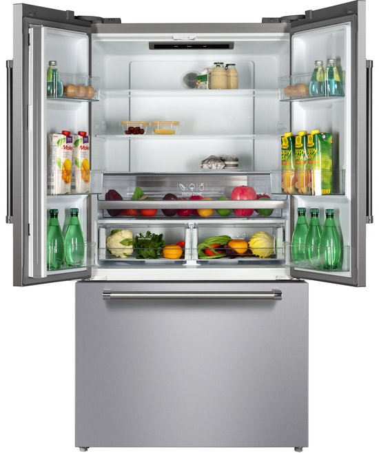 Lincoln Prestige PRFD58FEI - French Door Amerikaanse Koelkast - 178 cm hoog - 91.1 cm breed - 579L - Automatische IJsblokjesmachine met Wateraansluiting - Total No-Frost - Zilver R…