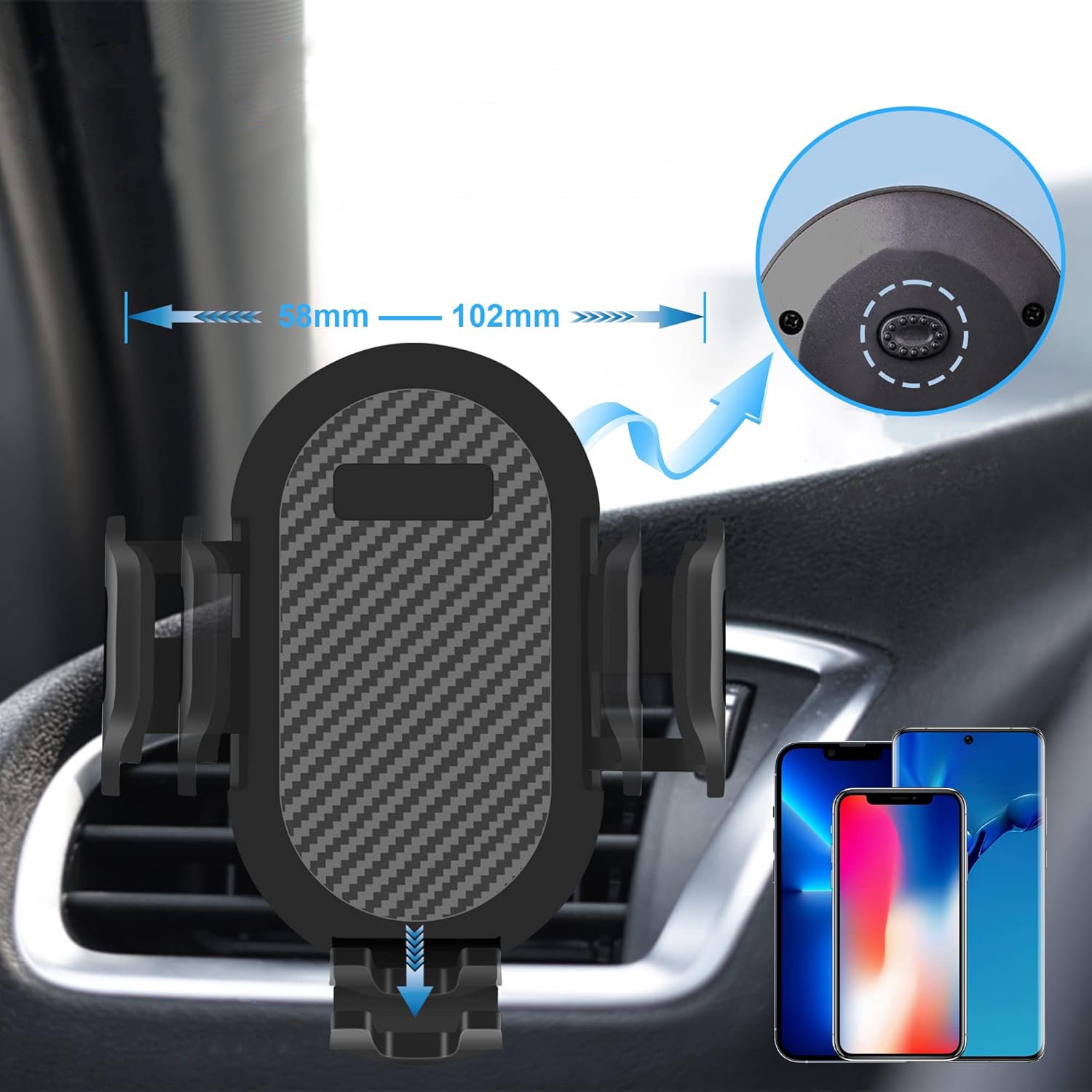 Autotelefoonhouder met zuignap, verstelbare arm en 360° rotatie, zwart ABS