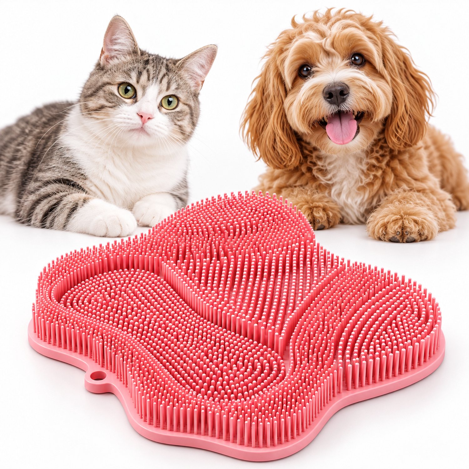 Lifhelpe Siliconen Massage Mat voor Honden en Katten - Zelfverzorgingsborstel - Massage- en Krabmat voor Huisdieren - Roze