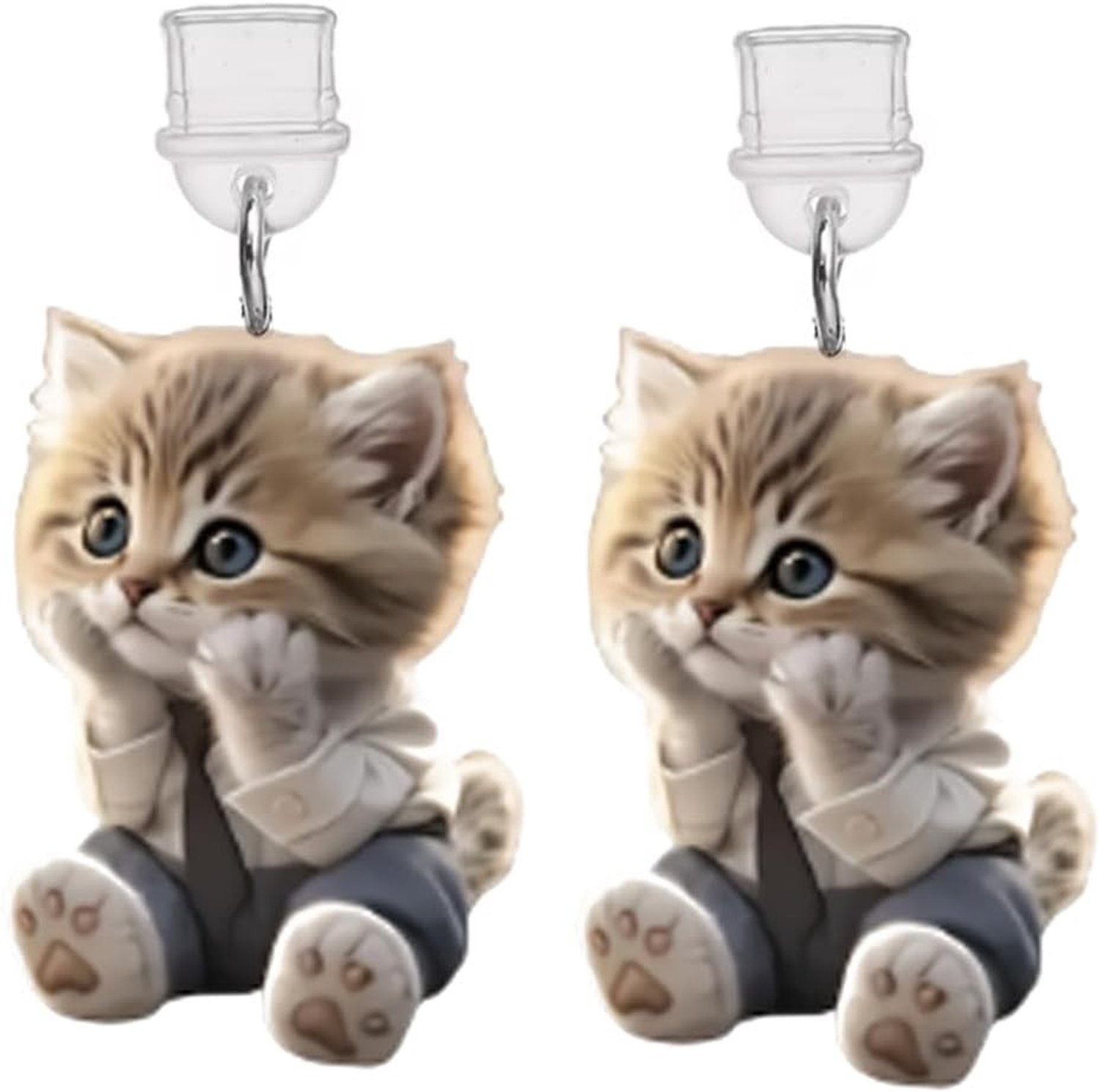 Set van 2 USB C Stofbeschermers met Acryl Kat Sleutelhanger voor Mobiele Telefoons, Tablets en E-Readers