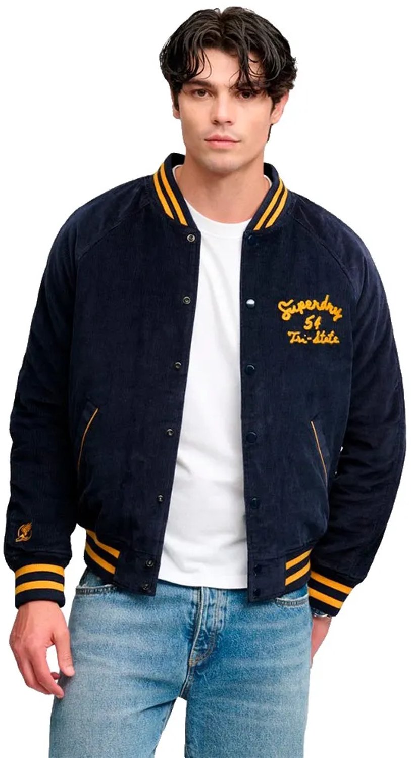 Superdry Cord Varsity Bomberjack M Man Marineblauw