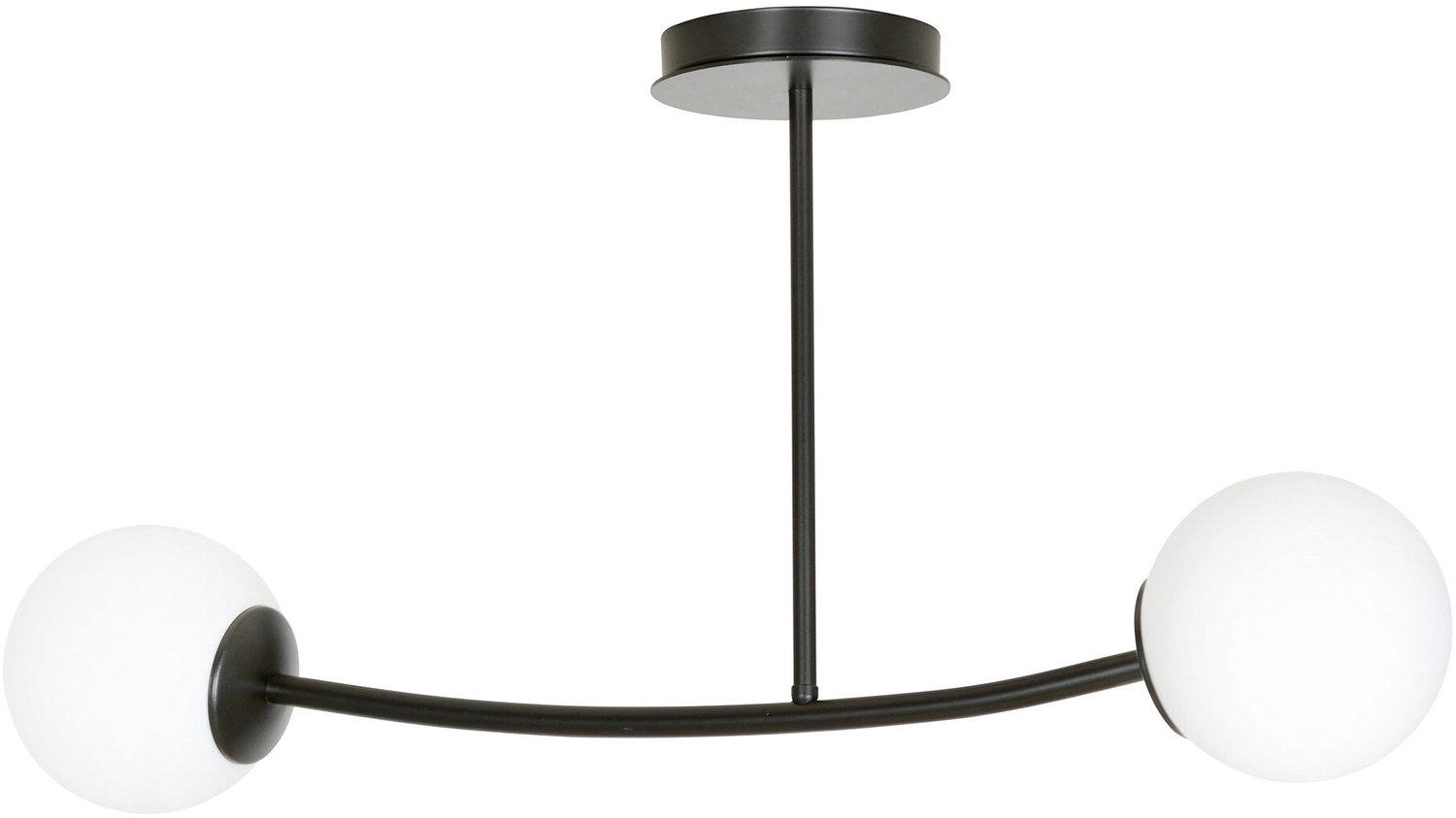 Emibig Lemvig zwarte kleine gebogen hanglamp met witte glazen bollen E14 - Perfect voor een stijlvolle inrichting