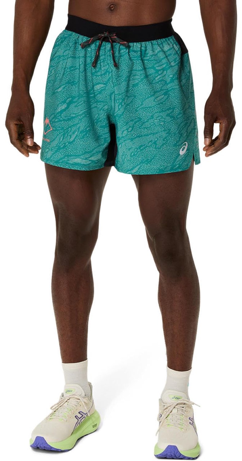 ASICS Fujitrail All Over Print 5IN Short Heren Hardloopshort Rainy Lake