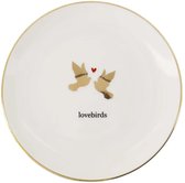 Zusss Gebaksbordje Lovebirds - Keramiek - White / Gold - Ø14,5X1,5Cm