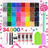 Bedazzle Kit – 34.000 Strass Steentjes – Complete DIY Set met Lijm & Applicators – Voor Kleding, Accessoires & Decoratie