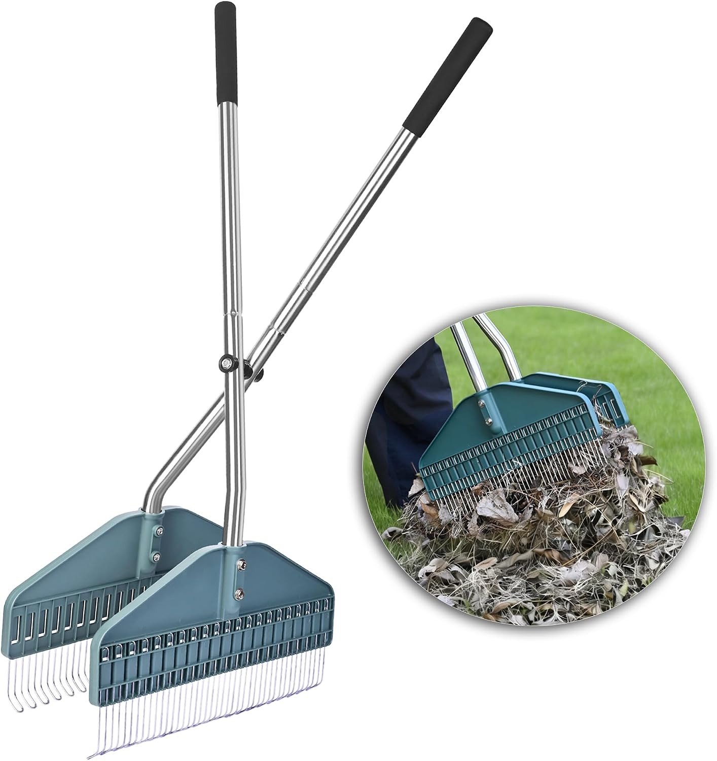 Bladgrijper Hark 90 cm, 1.5 kg met Rechte Grip voor Efficiënt Bladeren Verzamelen en Tuinonderhoud