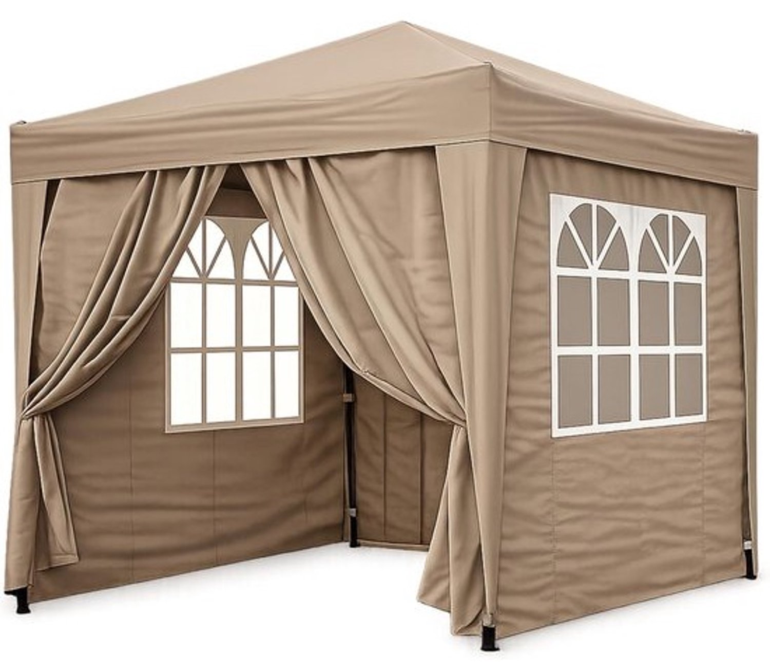 Pop-upgazebo - Feesttent, vouwtent - Voor bijeenkomsten - Waterdicht met zijwanden - 2.5 x 2.5 m - Beige bruin