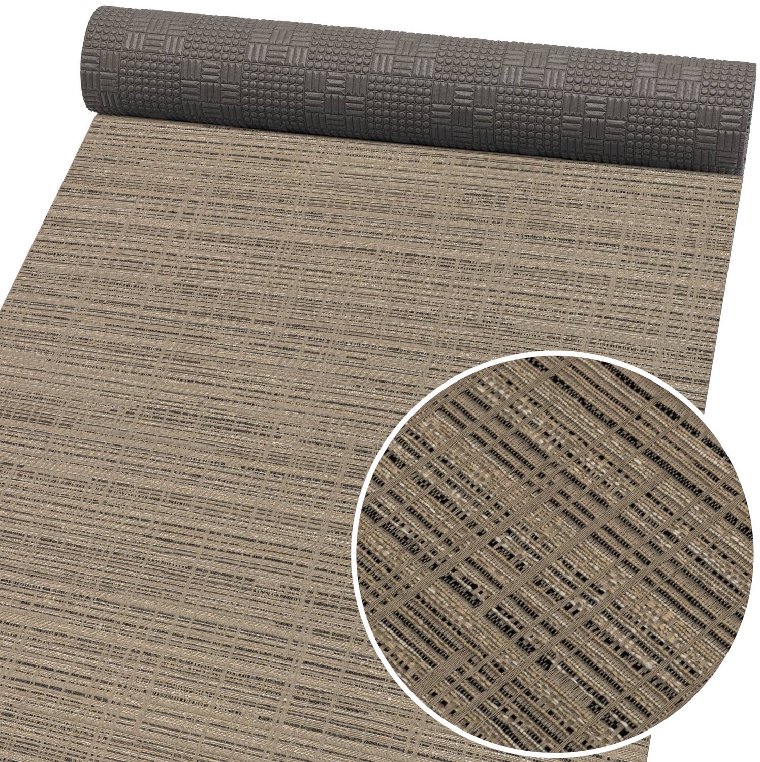 ANRO Keukenloper Luxe Linnenlook Beige 160x52cm – Antislip Gangloper Tapijtloper 3 mm Laagpolig