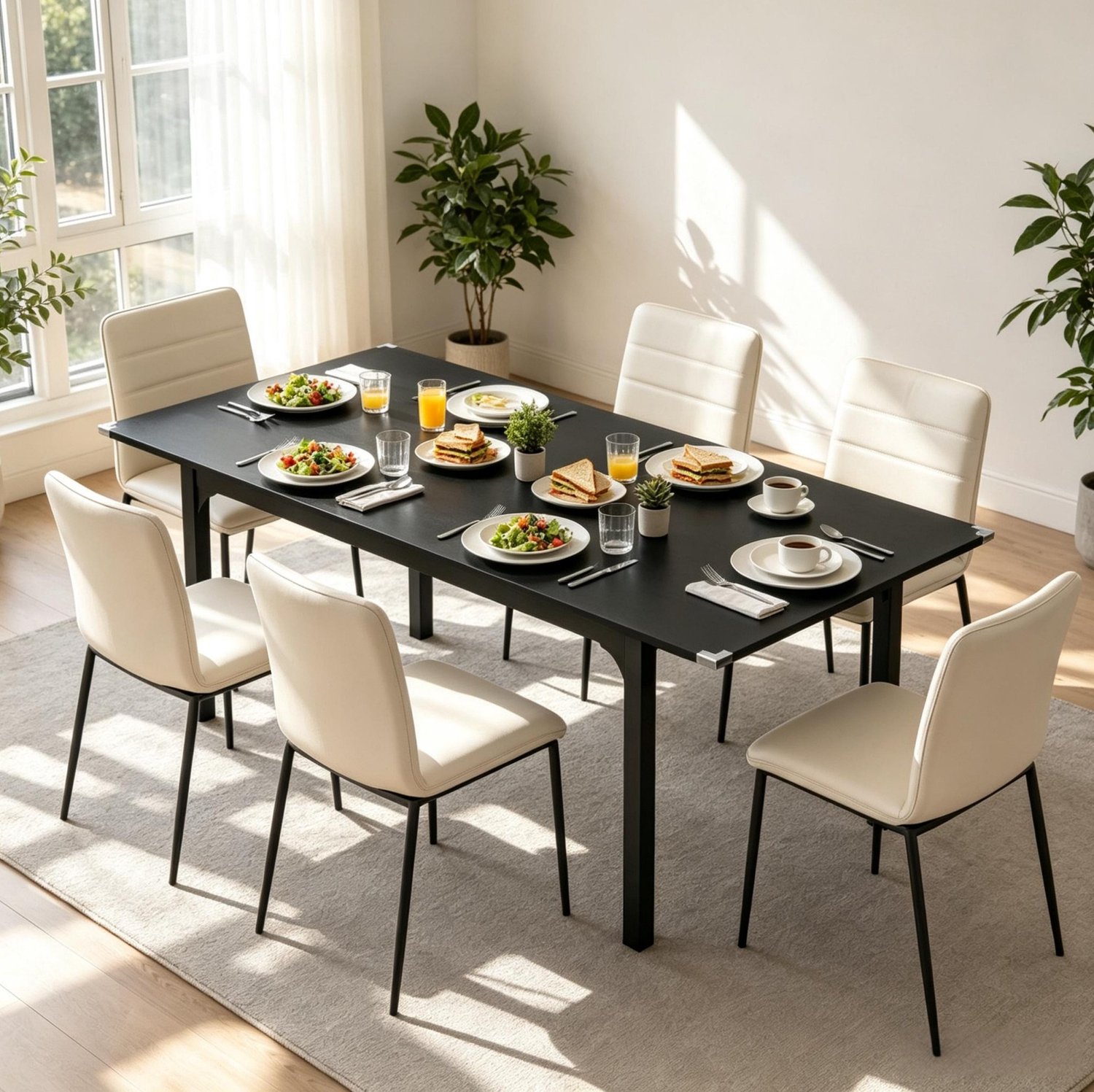 MIVRAY Uitschuifbare Eettafel Zwart Met MDF Blad En Stalen Poten Voor Eetkamer Of Werkplek Voor 4 Tot 6 Personen 120 Tot 160 X 70 X 75 Cm