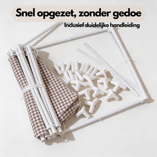 LYNEXA® - Speeltent - Kindertent - Speelhuis - Speeltent meisjes - Speeltent jongens - Speelhuisje binnen - Incl. Zachte Mat, Verlichting, Opbergtas – Beige — afbeelding 4
