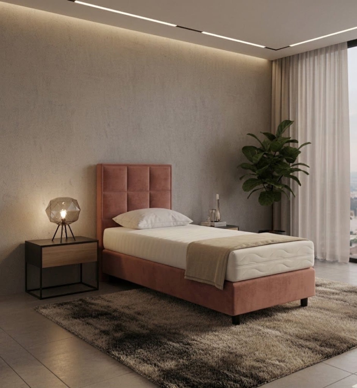 Boxspring DreamLux - 90x200 - 6 vakken Roze - Puntrust Bedden