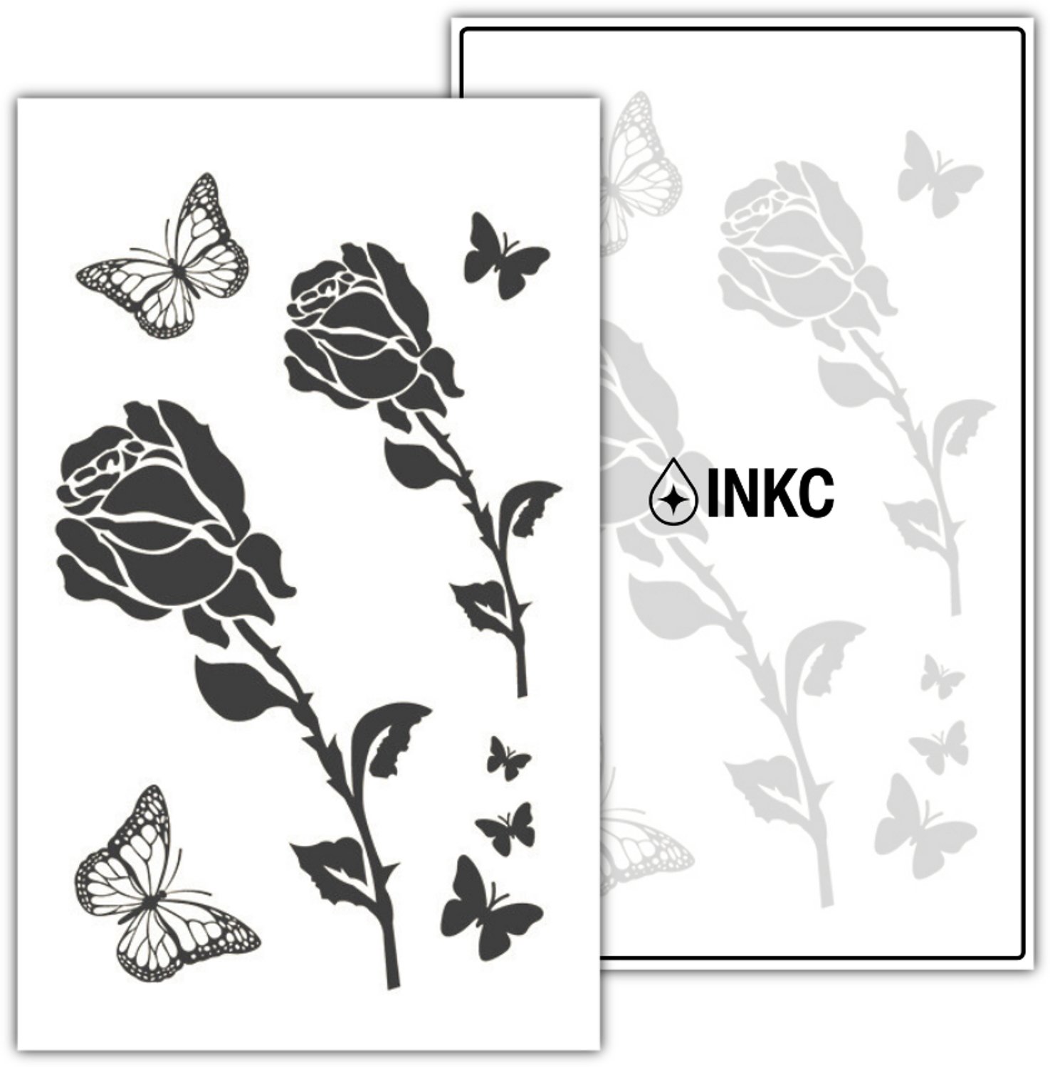 INKC - Tijdelijke Tattoo - Rozen en Vlinders - Nep Tattoo - Plak Tattoos - Blijft tot 2 weken - 11 x 18cm
