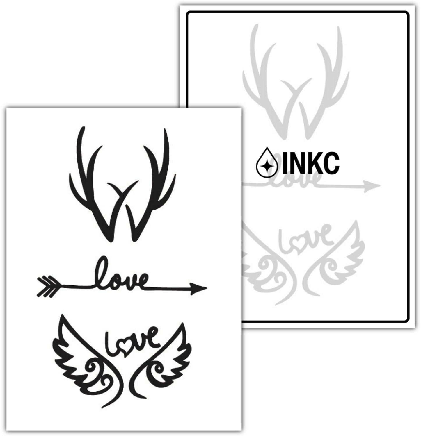 INKC - Tijdelijke Tattoo - Liefdesvleugels - Nep Tattoo - Plak Tattoos - Blijft tot 2 weken - 8 x 10cm