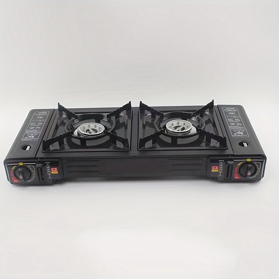 2 pits Kooktoestel op Gas - incl 8 Butaan Gasbussen - Gas Stove - Camping Kooktoestel - Gaspit - Gasfornuis - Gasstel - Cooker MET KOFFER — afbeelding 4