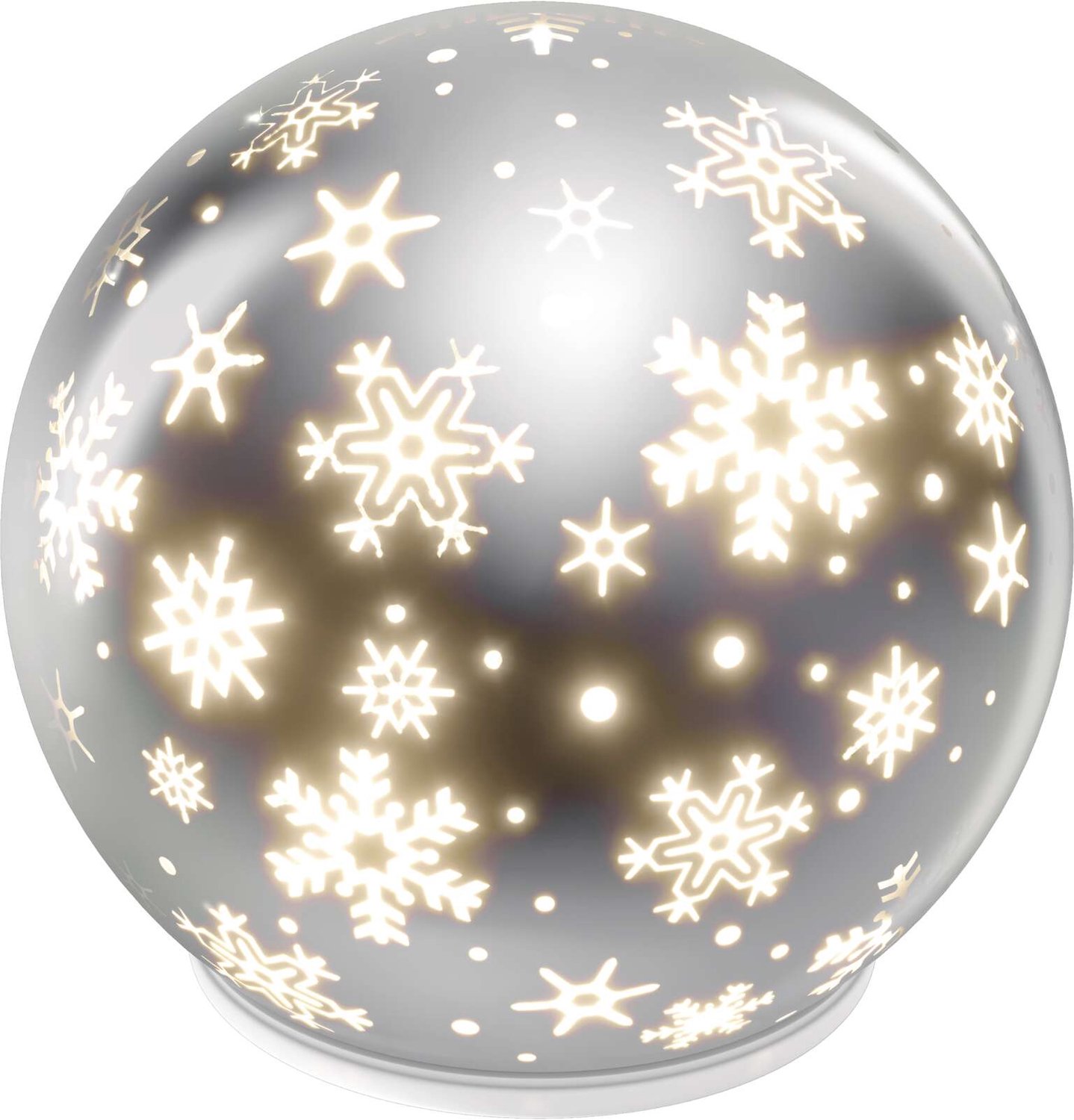 EMOS LED-kerstbal van glas – sneeuwvlokken, 12 cm, 3x AA, voor binnen, warm wit, timer, DCLW28
