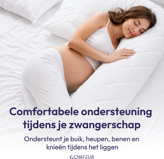 Comfeur Body Pillow Memory Foam - Ergonomische Zijslaapkussen & Zwangerchapskussen - Verstelbare Vulling Traagschuim - Wasbare Hoes - 160x50 cm - Inclusief 2 Wasbare Hoezen — afbeelding 2