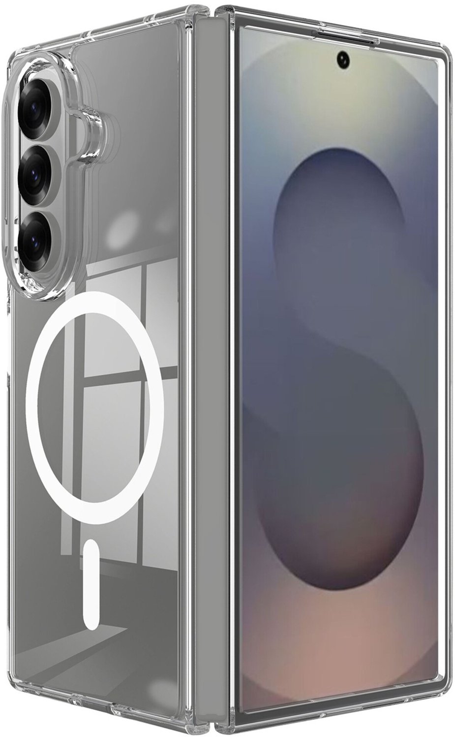 Casety Geschikt voor Samsung Galaxy Z Fold 8 Ultra - Backcover hoes met magnetisch ondersteuning - Transparant