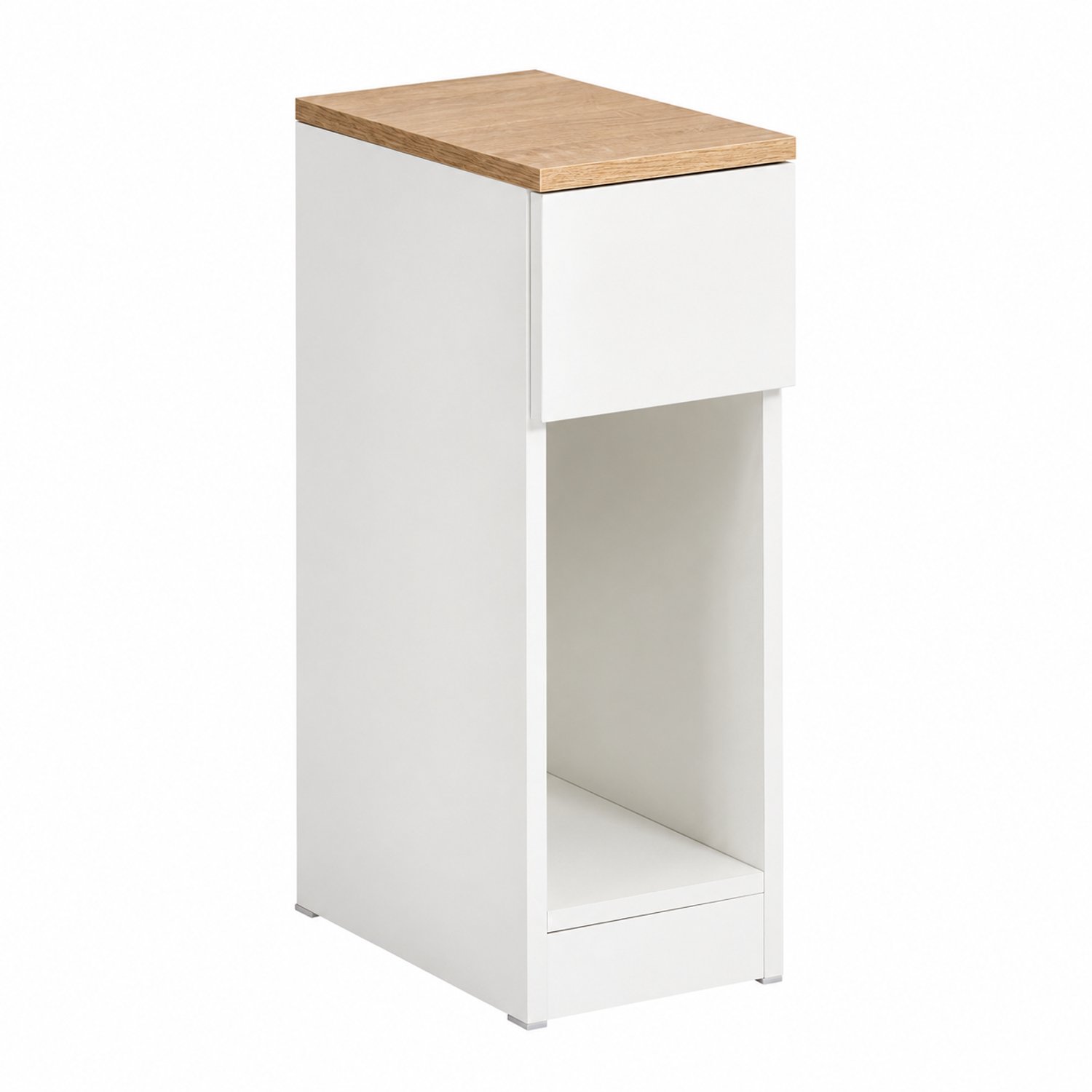 Sellino Nachtkastje - Smal Kastje met een lade - Bedmeubel - Compact & Praktisch voor Kleine Ruimtes - Wit - 20 × 35 × 60 cm