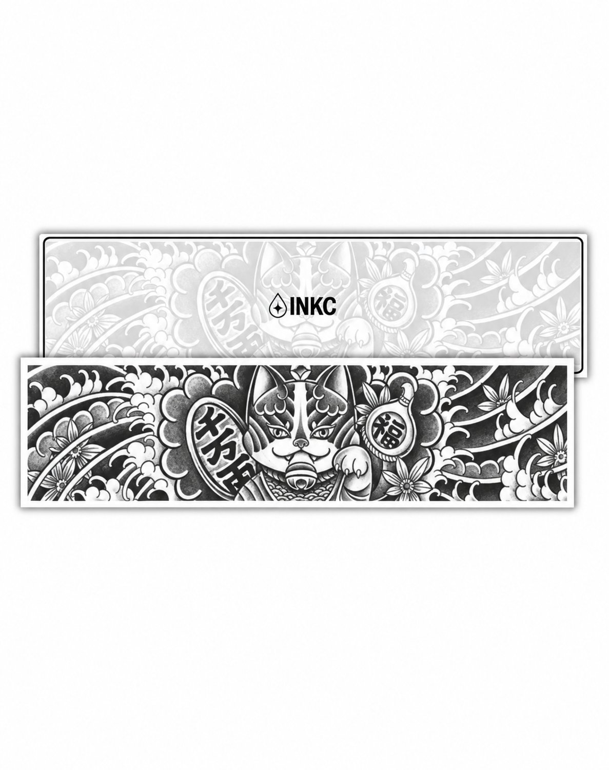 INKC - Tijdelijke Tattoo - Japanse Gelukskattenband - Nep Tattoo - Plak Tattoos - Blijft tot 2 weken - 6,5 x 24cm