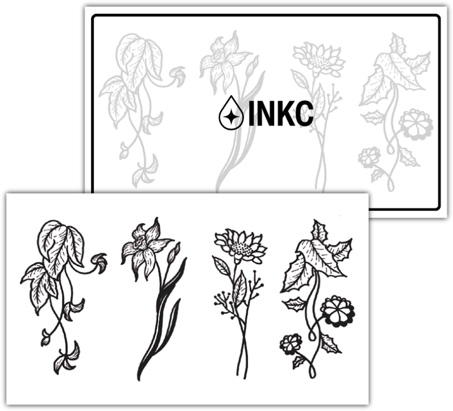 INKC - Tijdelijke Tattoo - Bloemen Set - Nep Tattoo - Plak Tattoos - Blijft tot 2 weken - 7 x 12cm