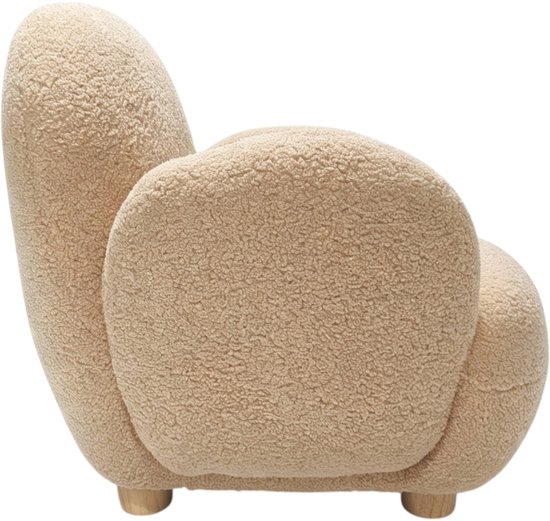 Sunny Bini Kinderfauteuil Teddy Beige – 55 x 66 x 54 cm – Kinderstoel vanaf 3 jaar – Gestoffeerde Fauteuil voor Kinderkamer en Speelkamer – Houten Frame – Max. 100 kg – Peuterstoeltje voor Binnen — afbeelding 3