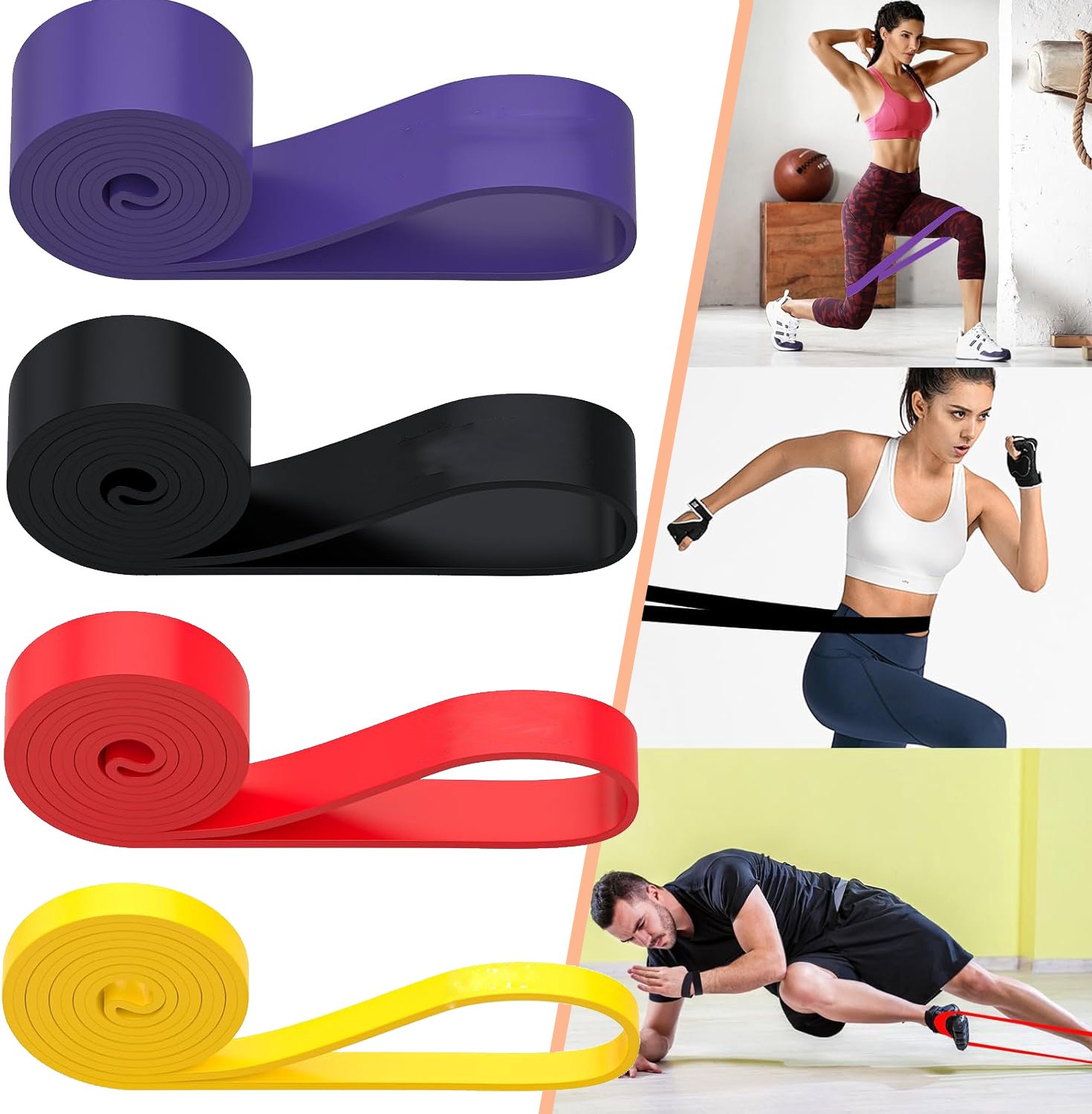 Set Weerstandsbanden - Optrekbanden Met 4 Weerstandsniveaus - Fitnessbanden Voor Krachttraining - Hulpriem Voor Pull-Ups