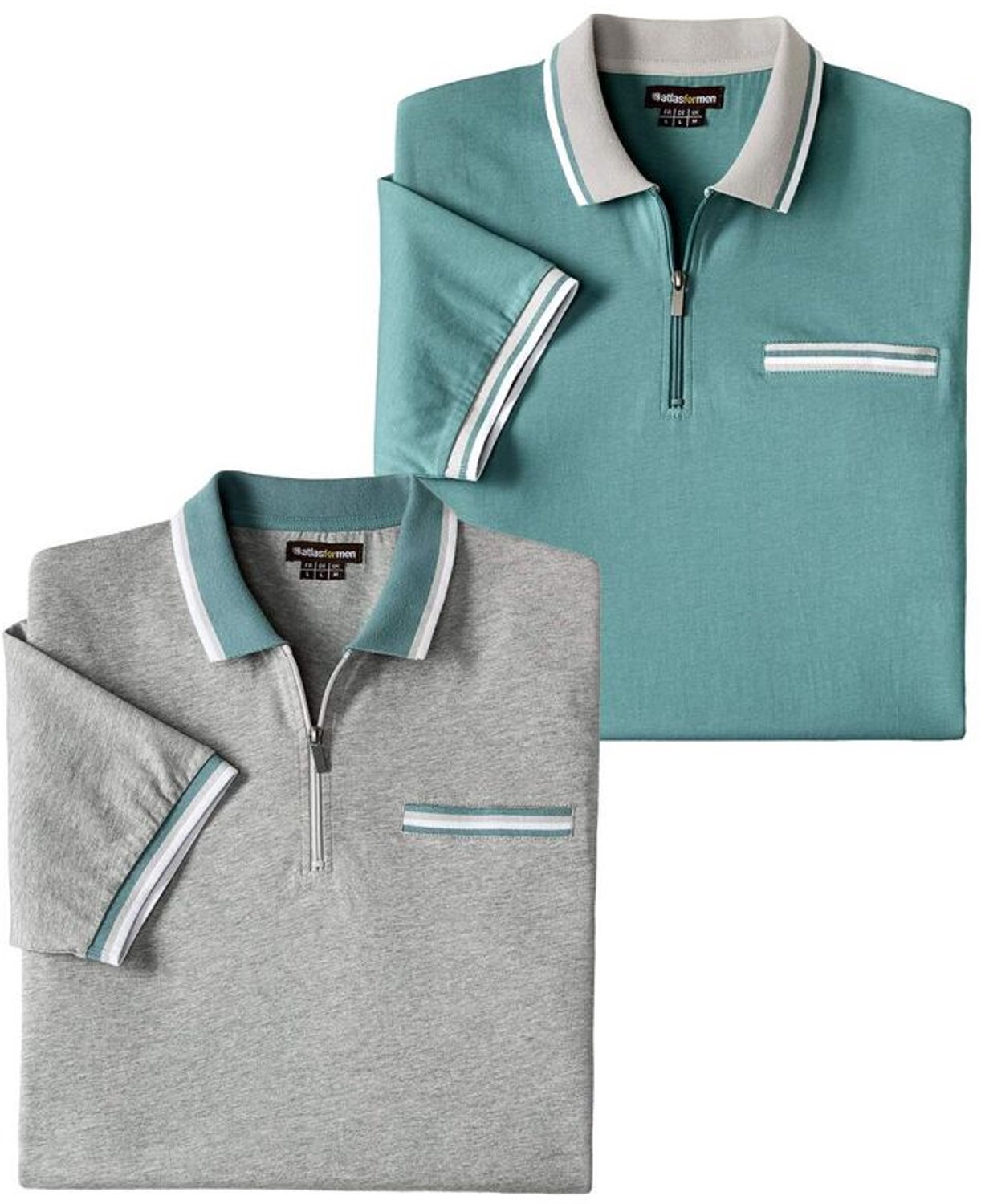 ATLAS FOR MEN - Set van 2 polo’s met ritskraag - Heren - Verkrijgbaar in grote maten - 5XL