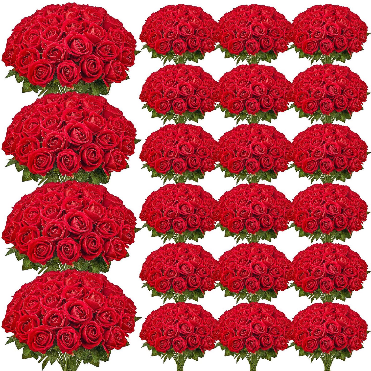 Kunstbloemen- 500 stuks realistische rode schuimrozen- nep-rozen met stelen voor een bruidsdouche- ideaal voor zelfgemaakte bruidsboeketten- tafelstukken en feestdecoraties.