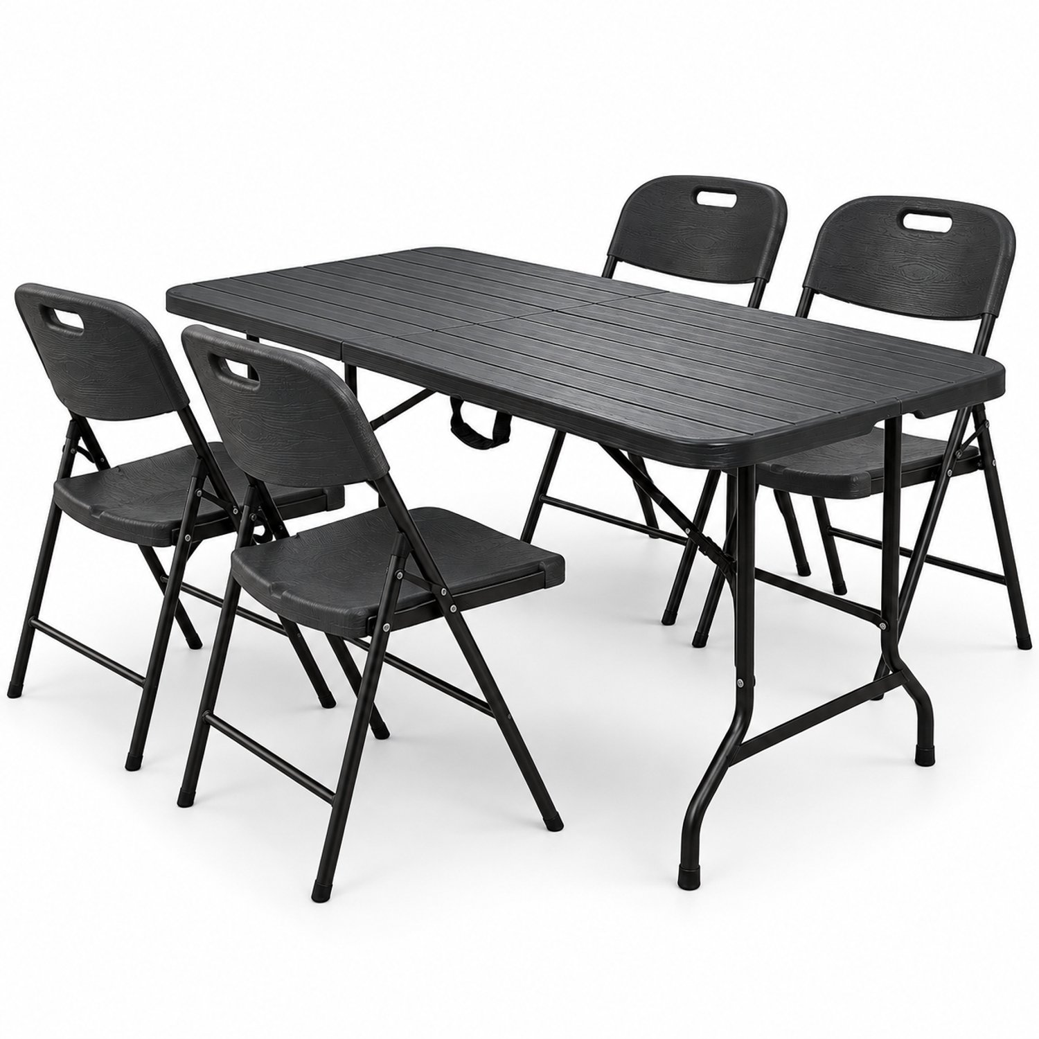 Rijoka Inklapbare Tafelset Met Unieke Houtlook Design - Tafel en 4 Stoelen | Taupe
