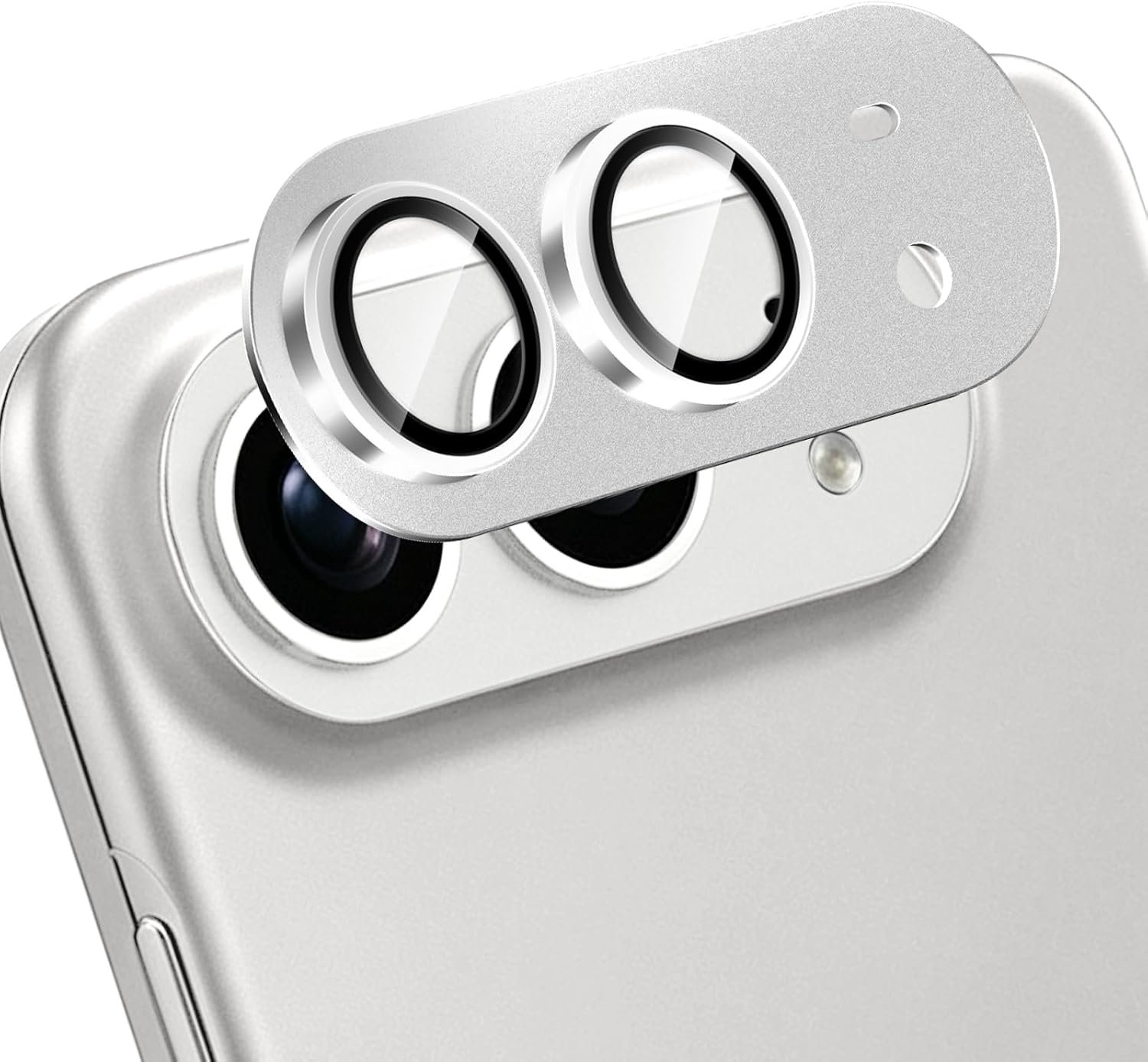Zandarix Camera Lens Protector Geschikt voor Apple iPhone Duo - Militaire - Metaal 9H + Gehard Glas - Compatibel met Hoes - Zilver