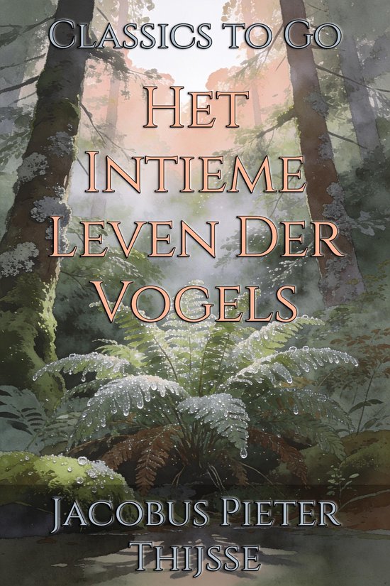 Boekomslag met een aquarel van een varengroep in een mistig bos met de titel 'Het Intieme Leven Der Vogels'.