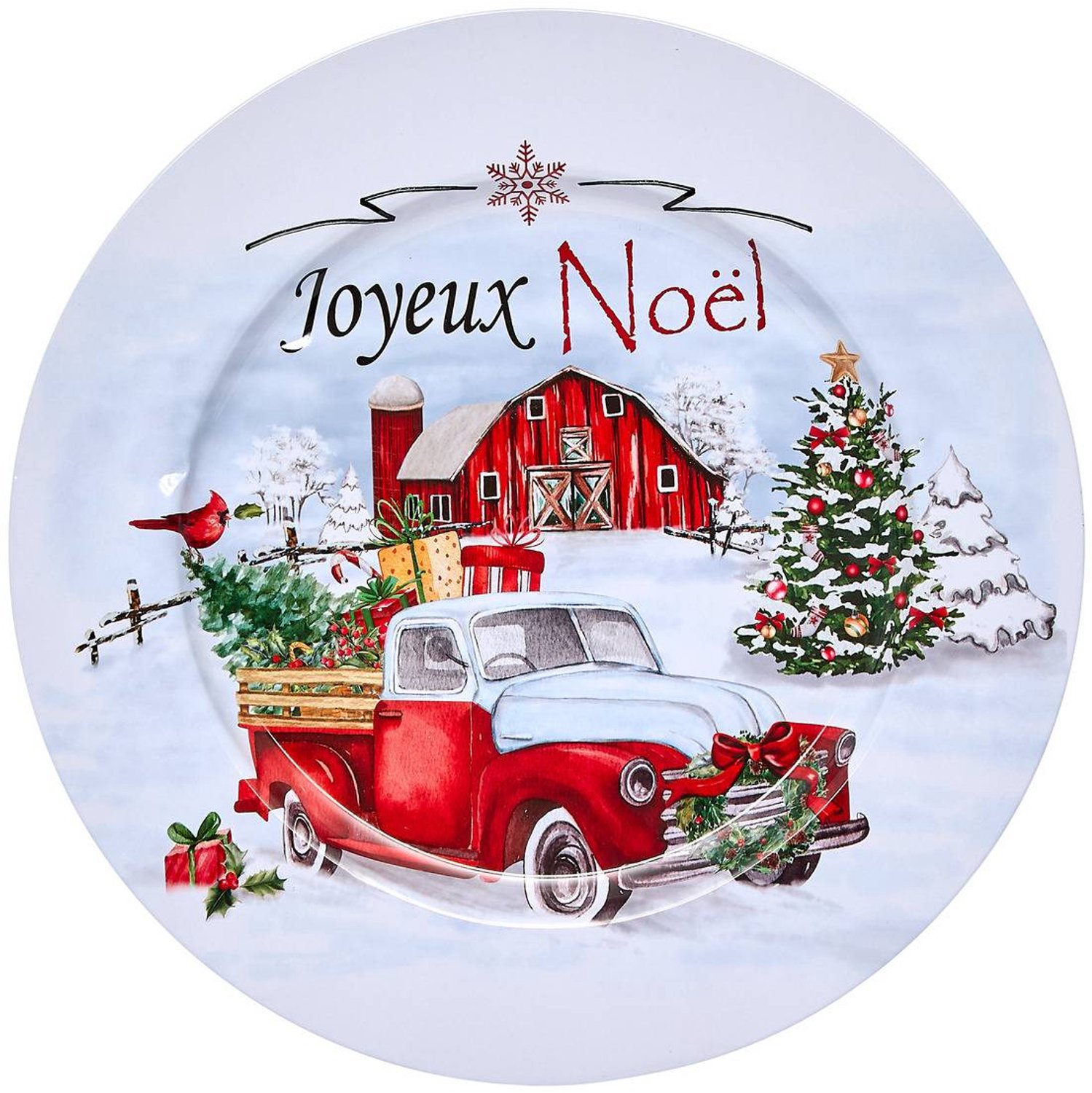 Assiette de présentation en métal motif joyeux Noël