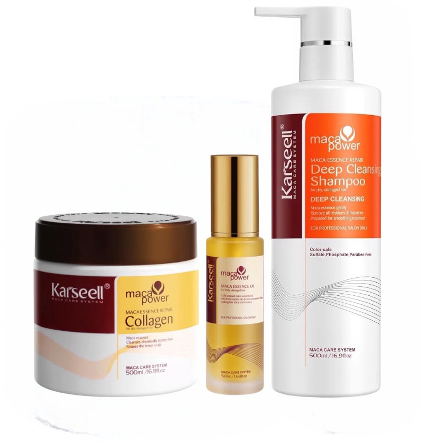 Karseell Maca Power Deep Cleansing Shampoo + Haarmasker + Arganolie