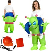 Opblaasbaar Alien Kostuum - Opblaas Kostuum Gedragen Door Alien- Halloween Kostuum - 150-190 cm - 210T Polyester - Met USB Ventilator - Voor Halloween, Carnaval, Kerst en Themafeest